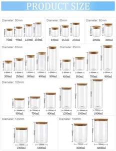 Cao Borosilicate Glass Lưu Trữ <span class=keywords><strong>Jar</strong></span> Kín Canister <span class=keywords><strong>Container</strong></span> Với Tre Gỗ Có Nắp Đậy Để Lưu Trữ Thực Phẩm Kẹo Cookie Mật Ong - Product Image 6