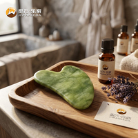 Jiwan Lejia - Logo personnalisé - Pierre de jade verte Xiuyan 100% naturelle - Masseur facial original Guasha - Gua Sha