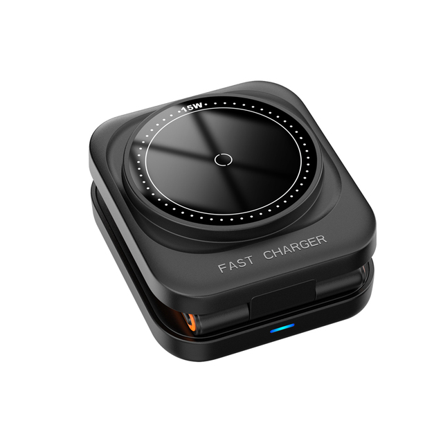 3 in 1 Magnetic Wireless Charger Qi2 Certified 15W Fast Charger for Phone 17 16 Watch Foldable Rotating Charger Stand