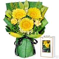 Boîte cadeau de bouquet de tournesols préservés - Fleurs pour la fête des mères et la Saint-Valentin pour femmes