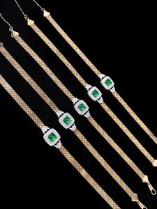 Xinfly Certificate Luxury 0.4ct Genuine Natural Emerald Stone 0.22ct Diamond <b>Gemstone</b> <b>Bracelet</b> 18k Real Gold Mesh Chain Jewelry - Product Image 5