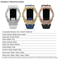 Nouveau kit de modification GA2100, bracelet en alliage, pierres brillantes, bracelet en nylon compatible avec GA-2100 GA-2110 GA-B2100, pièce de rechange pour montre, léger
