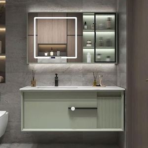 Meuble-lavabo de salle de bain en bois de luxe à vendre en gros, avec miroir intelligent et lavabo de salle à manger - Product Image 3