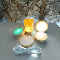 Support de lampe de nuit LED lumineux personnalisé avec logo, base en bois, RGB, moderne, chambre à coucher, rond/carré, recharge USB, durée de vie de 20 000 heures