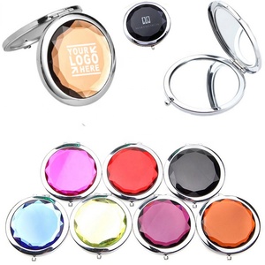 Round Metal Mirror Crystal Pocket Cosmetic Make up Mirror for Promotional Gifts for Woman