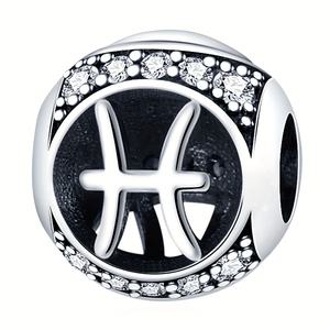 Panjia Design – Bracelet et <span class=keywords><strong>Collier</strong></span> DIY avec Perles Rondes Zodiaque en Tungstène Plaqué Argent, Meilleures Ventes Transfrontalières sur AliExpress - Product Image 5