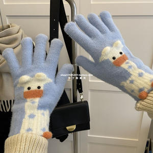 ถุงมือกันหนาวแบบยูนิเซ็กซ์สำหรับฤดูหนาว ลายคริสต์มาส ซานต้า เกล็ดหิมะ ต้นคริสต์มาส กวางเรนเดียร์ ถักลายแจ็คการ์ด แบบเต็มนิ้ว - Product Image 3