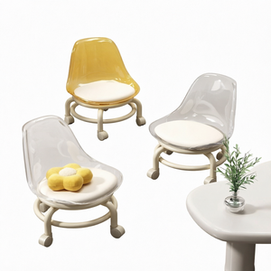 Clear Acrylic Modern Rolling <b>Stool</b>-Silent Swivel Casters <b>for</b> Home Furniture Hotel <b>Kitchen</b> & Bathroom-Noise-Sensitive Areas - Product Image 1