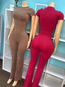 Nuova Tuta Sportiva Primaverile e Autunnale da Donna, Set Due Pezzi con Maglia a Maniche Corte e <span class=keywords><strong>Pantaloni</strong></span> <span class=keywords><strong>Lunghi</strong></span>, Completo da Allenamento - Product Image 5