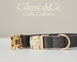 ชุดปลอกคอและสายจูงสุนัขสีเทาเข้มพร้อมป้ายชื่อส่วนตัวสำหรับลูกสุนัข - Product Image 5