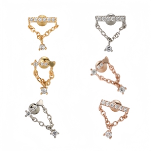 Trendy Titanium Plated Gold Silver Jewelry Body Piercing Cartilage Earring Tragus Helix <strong>Ball</strong> End <strong>Earlobe</strong> Piercing for Women - Product Image 1