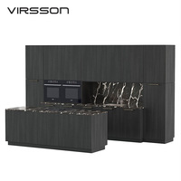 Îlot de cuisine moderne modulaire écologique de haute qualité avec plan de travail en marbre, évier, robinet et ensembles complets pour villa