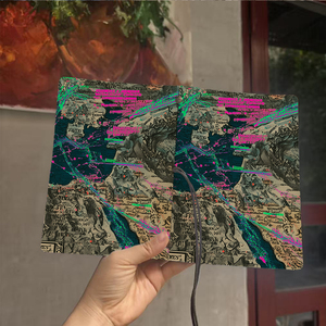 A6 Notebook regalo di Halloween per copywriter per ispirare la scrittura creativa con mappa Vintage con scarabocchi al Neon stampati sul <span class=keywords><strong>C</strong></span> - Product Image 6