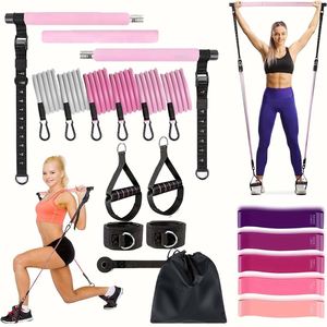 3 Section Resistance <b>Band</b> Fitness Bar Tension Rope <b>Workout</b> Equipment Pilates Bar Set Home Pilates Essentials Kit for Home Gym - Product Image 1
