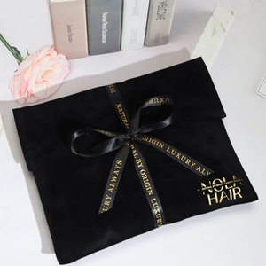Biểu Tượng Tùy Chỉnh In Màu Đen Nhung Da Lộn Phong Bì Túi Bụi Với Ribbon Món Quà Sang Trọng Khăn T-Shirt Đóng Gói Nhung Phong Bì Pouch - Product Image 5