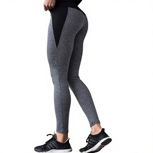 Leggings de Yoga para Mujer, Cintura Alta, con Costuras, Largo hasta la Rodilla, Gris y Negro, Panel de Cuatro Vías Elásticas, Transpirables, Ecológicos, Deportivos - Product Image 1