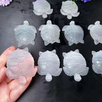 Vente en gros de pierre de guérison en cristal tortue artisanale sculptée à la main en sélénite blanche sculpture en cristal statue de tortues de mer