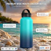 Bouteille d'eau isotherme en acier inoxydable 304 de qualité alimentaire 18/8, revêtement poudré dégradé, logo personnalisé pour les voyages, la salle de sport, les activités de plein air