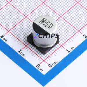 Condensateur électrolytique hybride solide-liquide en aluminium SMD, 118EC464, D10xL10.5mm, 270uF, 20%, 35V, 2A-100kHz - Product Image 1