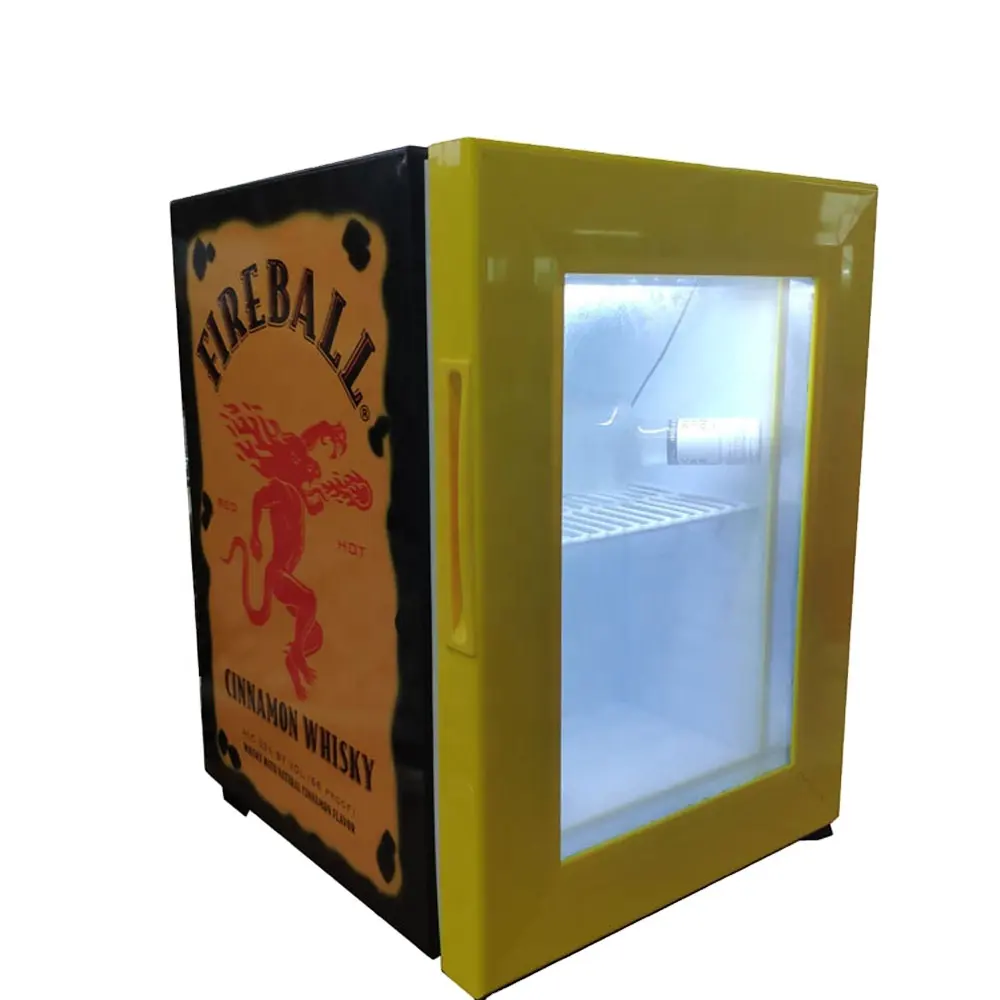 Penggunaan Batang Vertikal Kecil Tampilan Minuman Dingin Kulkas Kulkas dengan Pintu Kaca untuk Minuman