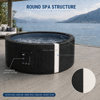 Spa de massage rond portable personnalisé en mousse PE écologique pour 6 personnes, 184x73cm, noir, avec pompe intégrée