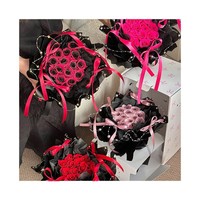 Buket mawar Mini gaya Korea bunga diawetkan, dekorasi kelas atas buatan tangan untuk pacar Hari Valentine