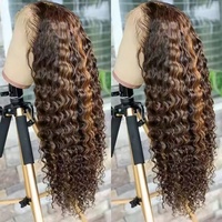 Peluca frontal de encaje transparente HD sin pegamento 13x6 / 13x4, cabello humano virgen vietnamita, onda profunda larga, con reflejos pre-arrancados