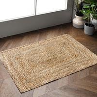 Tapis rectangulaire rustique en jute naturelle fait main, antidérapant, respectueux des animaux et écologique, idéal pour l'entrée intérieure (vente en gros)