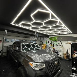 <span class=keywords><strong>Luminaire</strong></span> hexagonal plafonnier en nid d'abeille lampe de travail LED pour Garage Auto Detailing Shop 14 système de grille - Product Image 5