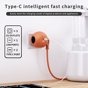 ปลั๊กพ่วงติดผนังแบบ EU 3 ช่องเสียบ พร้อมพอร์ต PD 25W USB ชาร์จเร็ว ดีไซน์ทันสมัย สายยาว 1.5 เมตร 16A สำหรับสำนักงานและบ้าน - Product Image 6