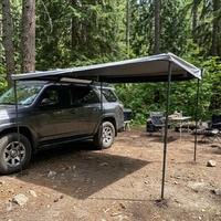 Auvent carré de 2,5 m, tissu Oxford 600D imperméable et résistant aux déchirures, aluminium semi-automatique, 2 LED tricolores, autoportant, universel, camping 4x4