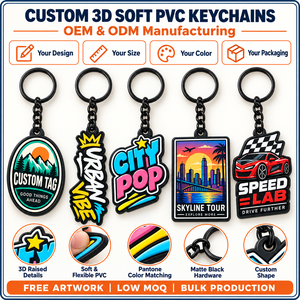 Porte-clés 3D en PVC souple personnalisés pour voyages et villes, porte-clés colorés de formes variées, fabrication OEM ODM - Product Image 4