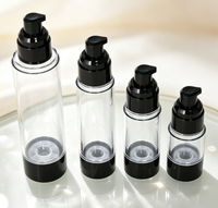 Flacon pompe sans air en plastique vide de 15 ml, 30 ml, 50 ml, 80 ml, 100 ml, 120 ml pour emballage cosmétique et soins de la peau avec bouchon pompe noir