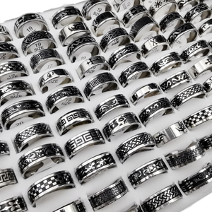 <span class=keywords><strong>Lot</strong></span> en gros de bagues noires mélangées de 8 mm pour hommes, en acier inoxydable, idéales pour mariage, fiançailles, cadeaux, fêtes, bijoux de mode - Product Image 1