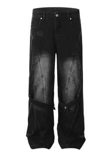 <span class=keywords><strong>Jeans</strong></span> Vintage de Cintura Média para Jovens, Impermeáveis, 100% Algodão com Design de Lavagem Antiga e Patchwork, Calças <span class=keywords><strong>Jeans</strong></span> Soltas para Homens e Mulheres - Product Image 2