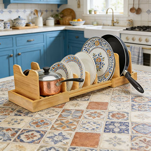 <span class=keywords><strong>Pentole</strong></span> e padelle in bambù espandibili Organizer sotto gli organizzatori di armadietti per riporre i <span class=keywords><strong>coperchi</strong></span> regolabili - Product Image 4