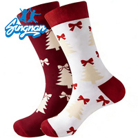 Chaussettes mi-mollet en coton respirantes pour hommes, à motifs de dessins animés amusants et joyeux, pour Noël et l'automne, cadeaux de fêtes, vente en gros