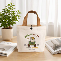 Sac fourre-tout en toile de coton recyclable avec logo personnalisé imprimé en sérigraphie, bouton magnétique, poignée longue, mini sac à main portable