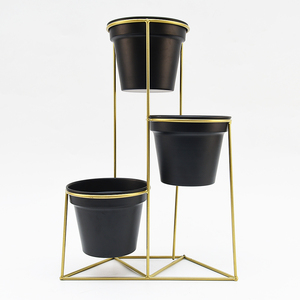 <span class=keywords><strong>Support</strong></span> de pot de fleurs en fer à étages pour jardin extérieur personnalisé avec 3 pots de fleurs - Product Image 2