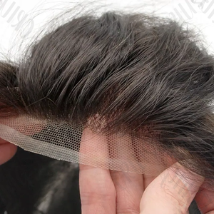 Tupé de encaje francés para <span class=keywords><strong>hombre</strong></span>, sistema de reemplazo de cabello, piel fina completa, tupé <span class=keywords><strong>blanco</strong></span> para <span class=keywords><strong>hombre</strong></span> con grado de cabello virgen indio - Product Image 2