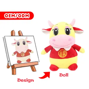 Embroidered Stuffed Animals Plush Toys Cow