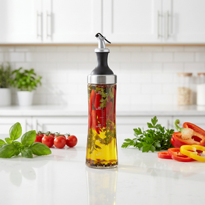 Botella de Vidrio Transparente Recargable para Aceite y Vinagre, Venta al por Mayor, Apta para Alimentos, Libre de Plomo, para Cocina de Restaurante, Premium - Product Image 1
