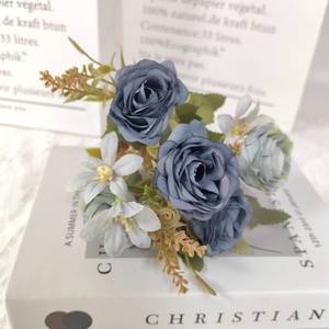 Bouquet de roses artificielles SEASON, <span class=keywords><strong>petit</strong></span>, 5 têtes, fleurs en soie, pour décoration de mariage et de la maison, bouquet de mariée - Product Image 5
