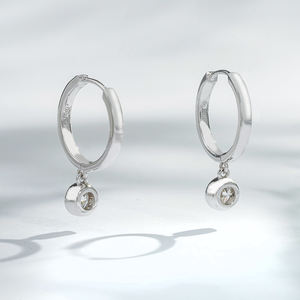 Starsgem 0.4ct 3.9mm Round Brilliant Cut Lab Grown Diamond Bezel <b>Set</b> 18K White <b>Gold</b> Luxury Unisex <b>Earrings</b> - Product Image 4