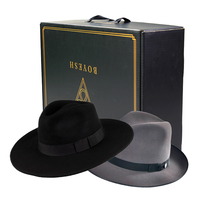Boîte à chapeau pliable noire durable pour chapeau Fedora, emballage pour chapeau