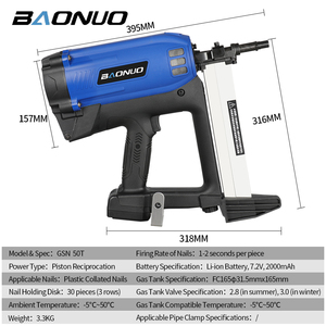 Pistolet à clous et agrafeuse sans fil 7,2 V, qualité industrielle et bricolage, avec batterie pour le bois, GSN 50T, cloueur sans fil portable - Product Image 1