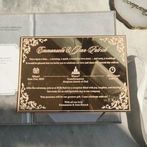 Personalized Silver Foil Monogram Gray Velvet Folio Faire <strong>Part</strong> De Mariage De Luxe Wedding Invitation Suite Gold Mirror Acrylic - Product Image 3