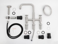 Robinet de cuisine Lusa au design moderne en acier inoxydable 304 à 3 trous avec cartouche en céramique