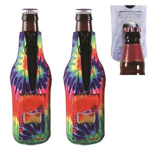 Custom Dye Sublimation Neoprene Beer Wine <b>Bottle</b> Cooler Bag with Zipper and Opener for Temperature Control - Product Image 2