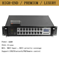 Amplificateur de sonorisation PA 4/5/6 zones 70V 100V, équipement audio commercial pour hôtel, école, restaurant avec télécommande numérique